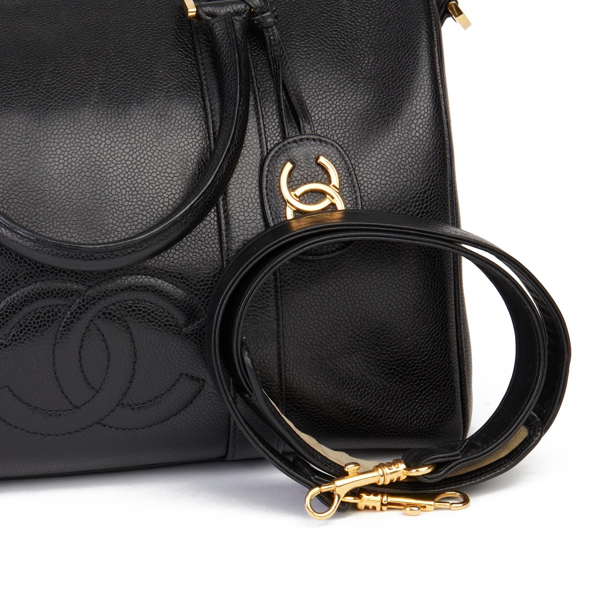 1994 Chanel Black Caviar Leather Vintage Boston 35 8