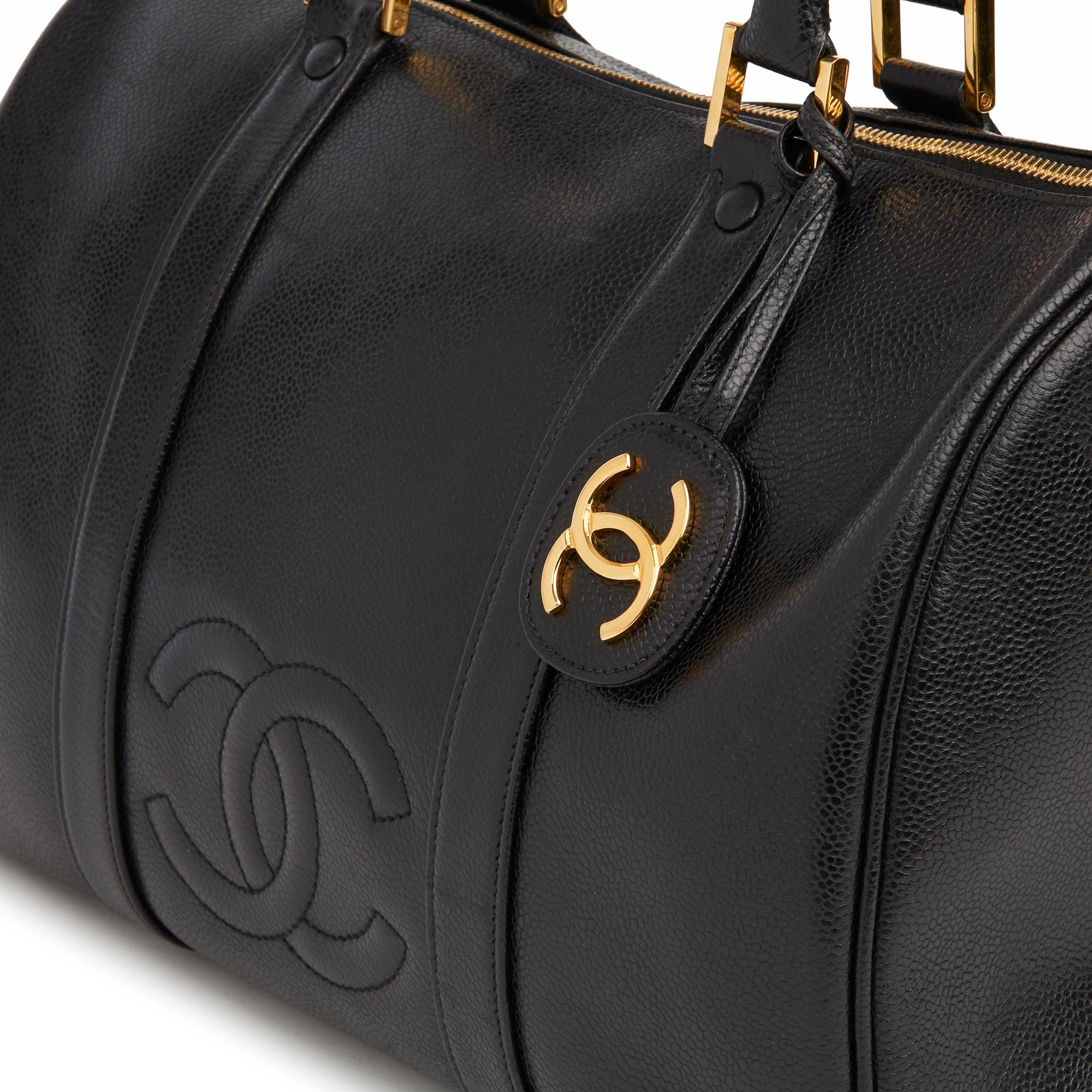 1994 Chanel Black Caviar Leather Vintage Boston 35 4