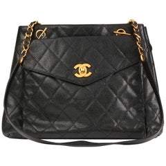 1994 Chanel Black Caviar Leather Vintage Classic Shoulder Bag 1994 Chanel Black Caviar Leather Vintage Classic Shoulder Bag