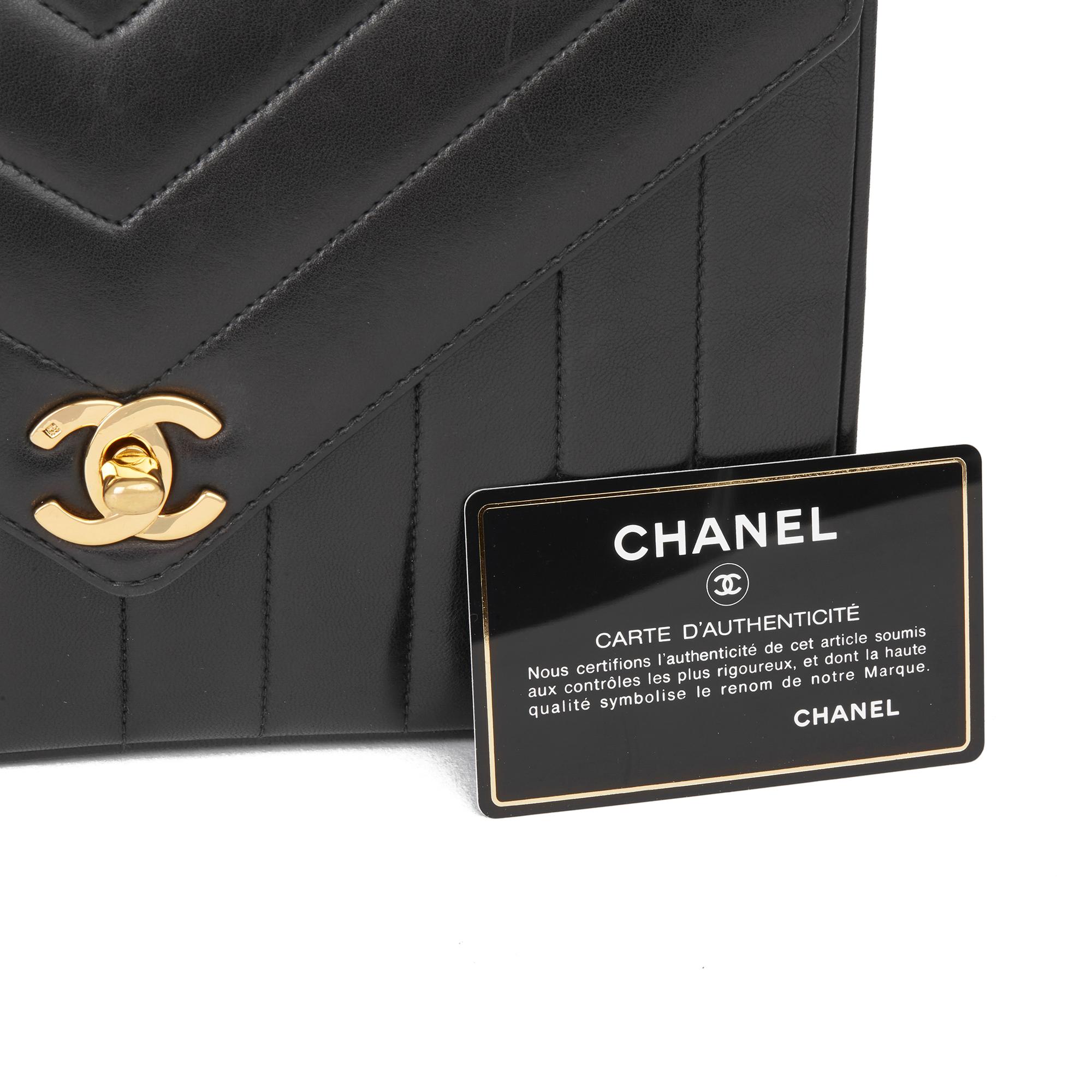 1994 Chanel Black Chevron & Vertical Lambskin Vintage Classic Single Flap Bag  7