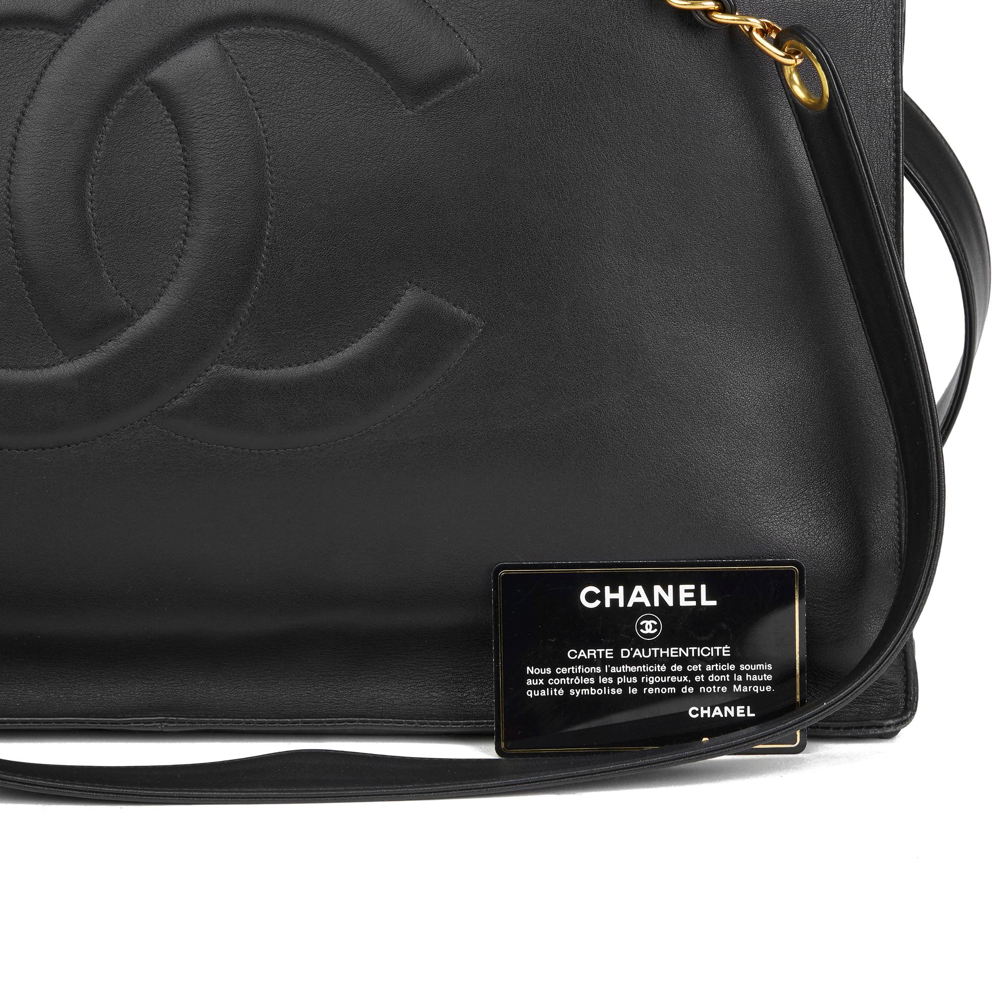 1994 Chanel Black Lambskin Vintage Jumbo XL Timeless Shopping Tote 7