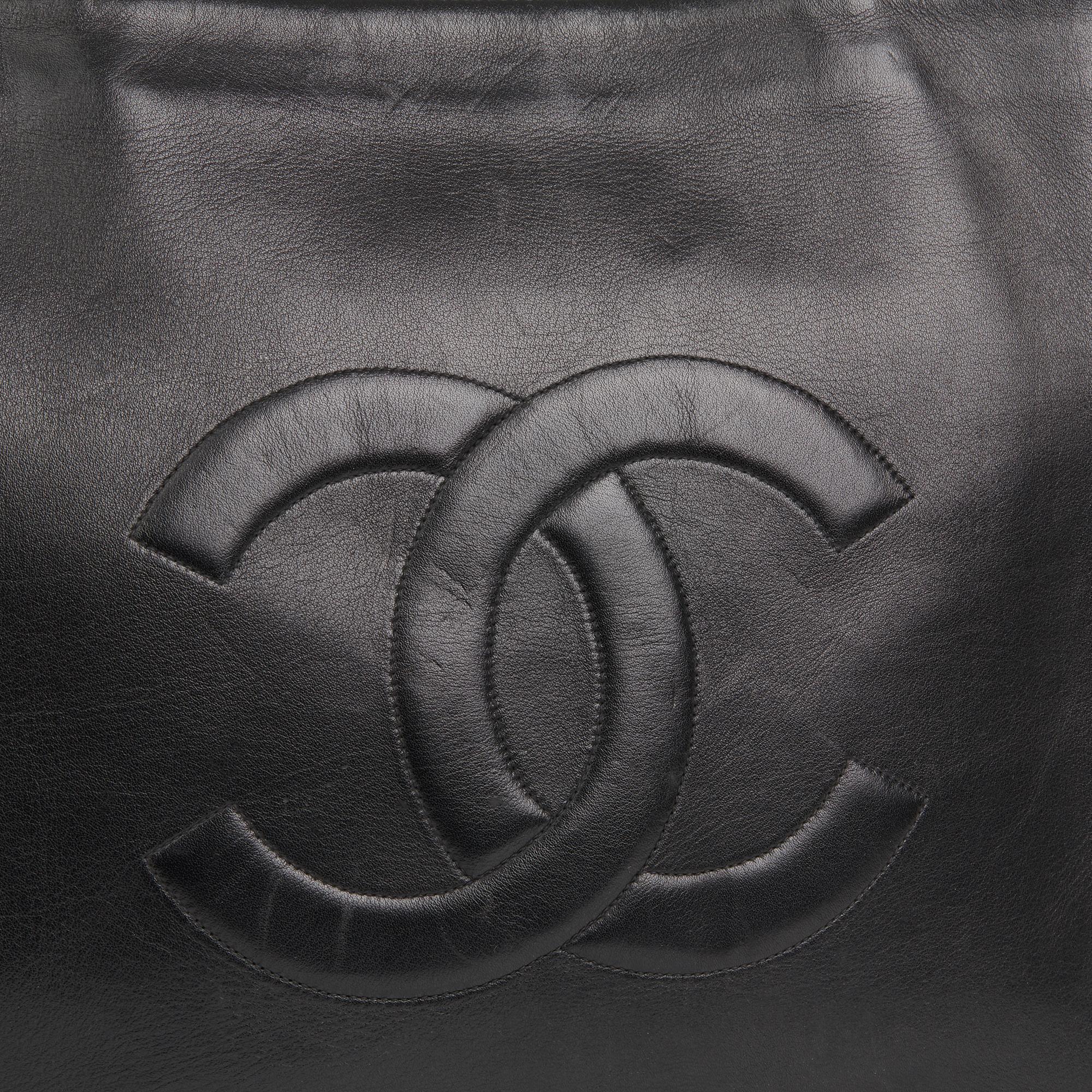 1994 Chanel Black Lambskin Vintage Jumbo XL Timeless Shopping Tote 2