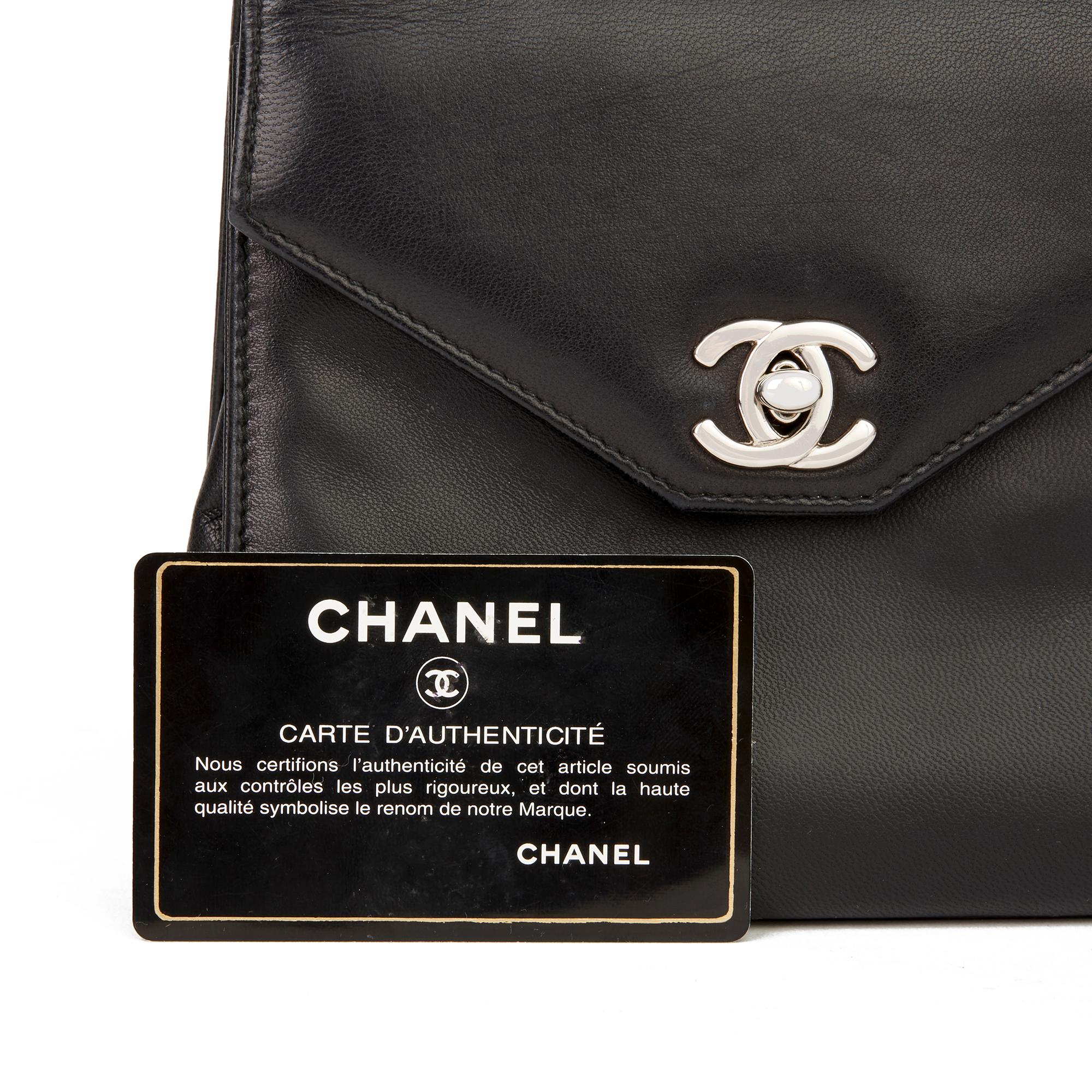 1994 Chanel Schwarzes Lammfell Vintage Mini Classic Kelly 8