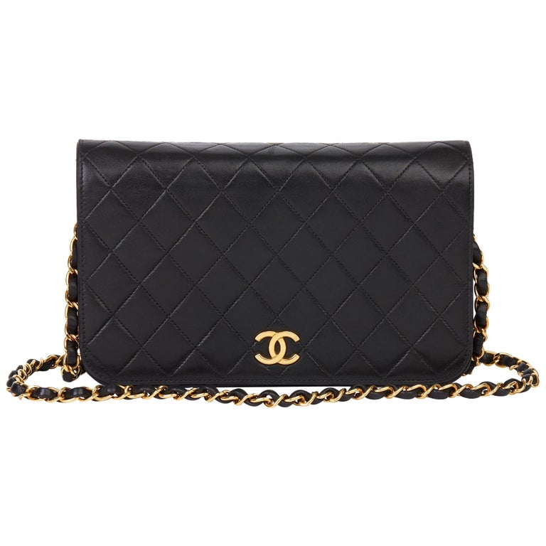 1994 Chanel Black Lambskin Vintage Small Classic Single Full Flap Bag at  1stDibs