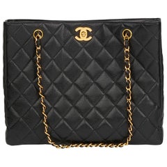 1994 Chanel Black Quilted Caviar Leather Vintage Classic Shoulder Bag