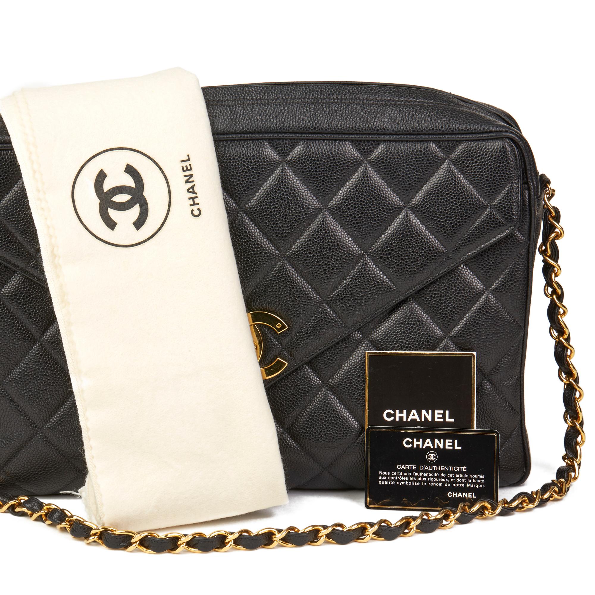 1994 Chanel Black Quilted Caviar Leather Vintage Maxi Jumbo XL Camera Bag 7