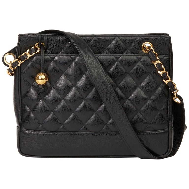1994 Chanel Black Quilted Caviar Leather Vintage Medium Timeless ...