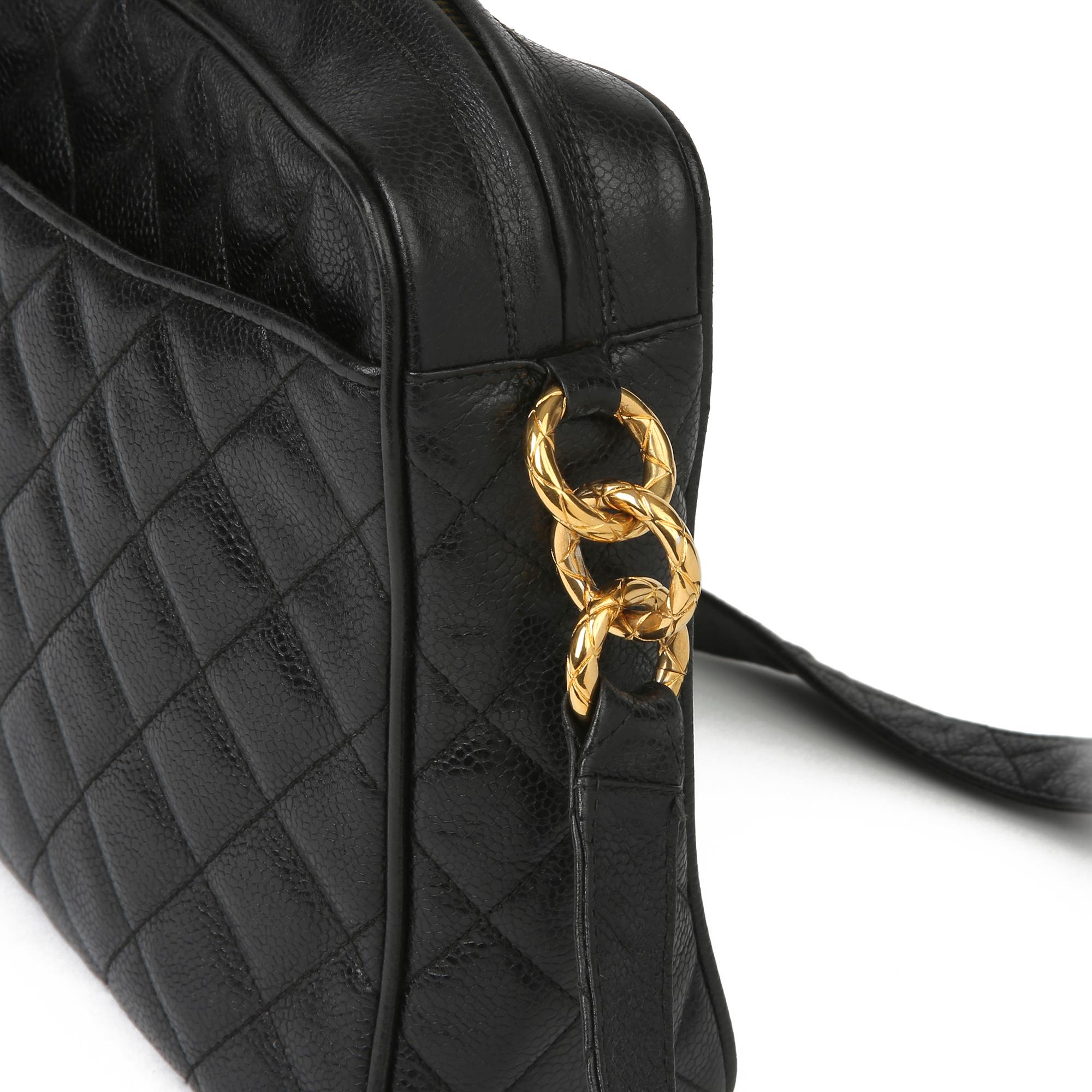 1994 Chanel Black Quilted Caviar Leather Vintage Timeless Camera Bag  4