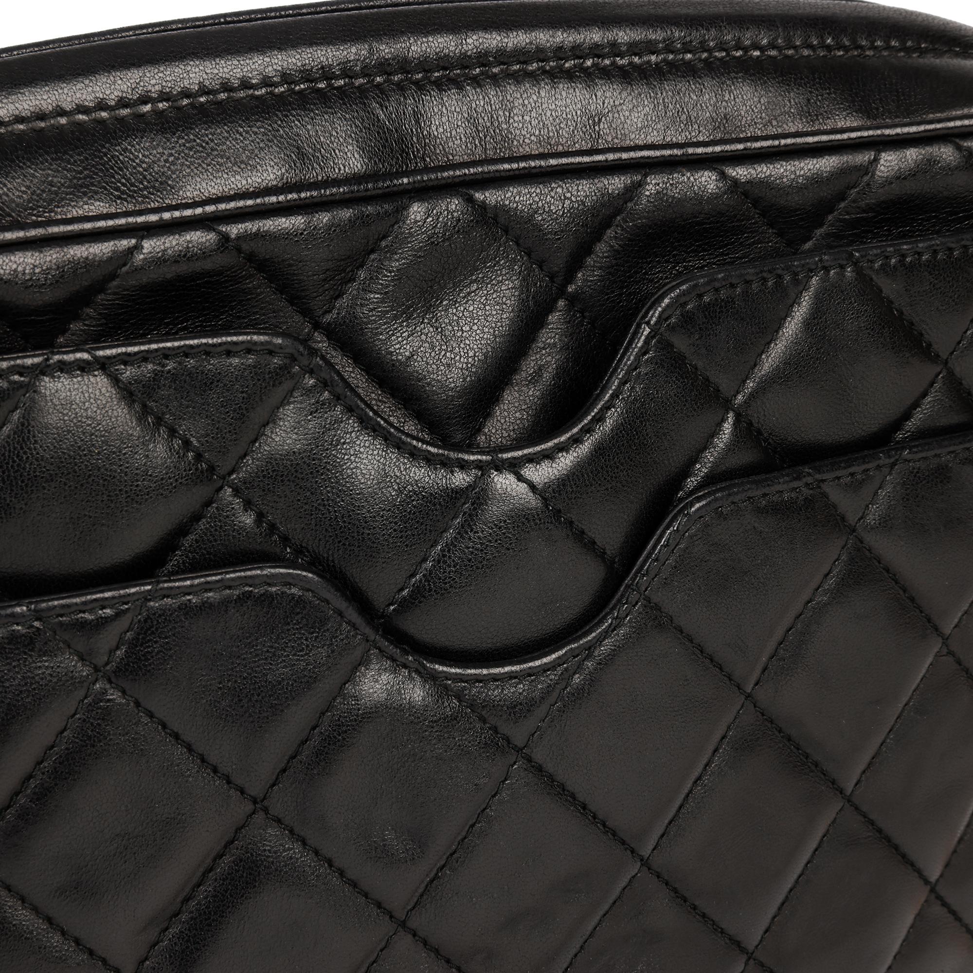 1994 Chanel Black Quilted Lambskin Leather Vintage Classic Fringe Camera Bag 4
