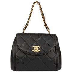 1994 Chanel Black Quilted Lambskin Vintage Classic Single Flap Bag