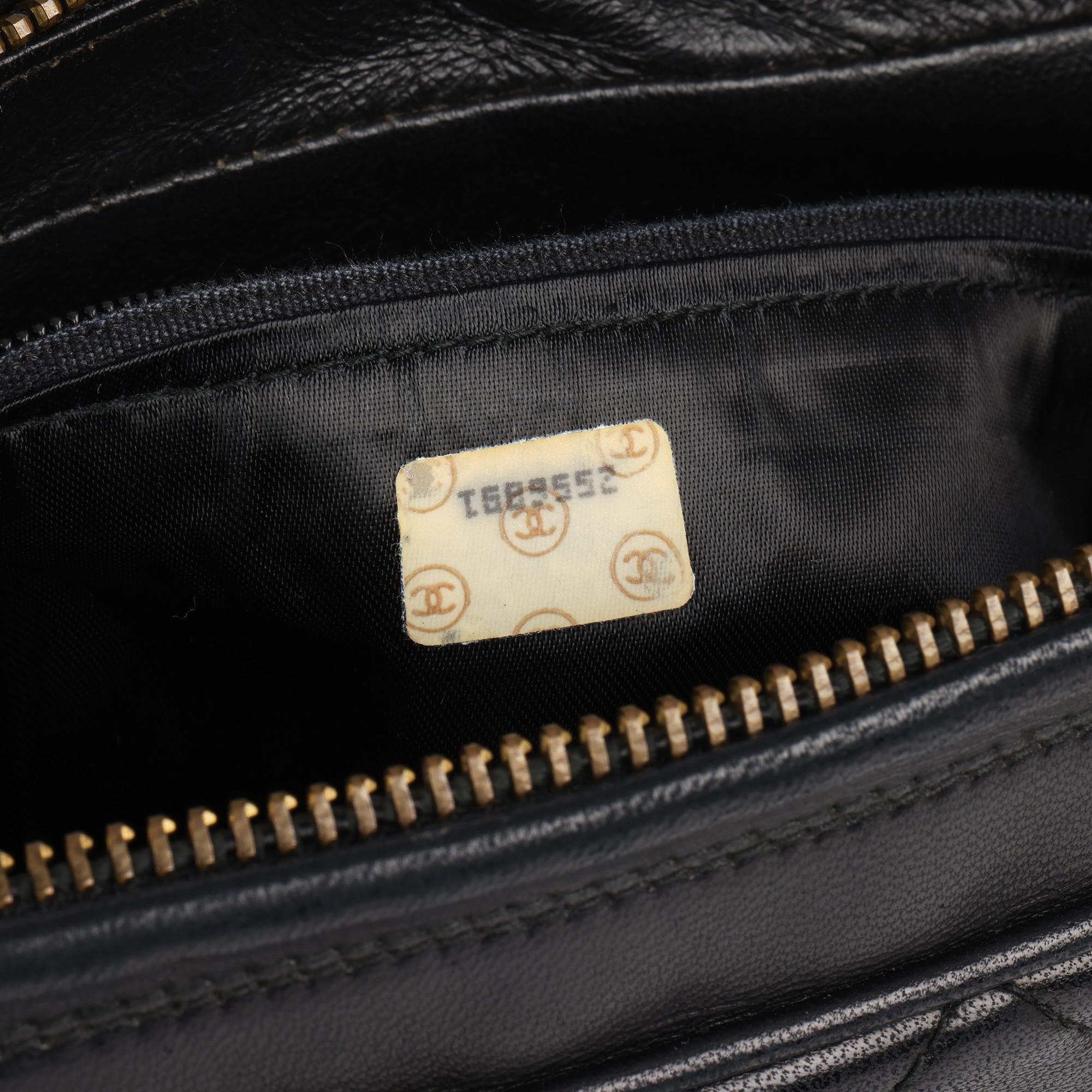 1994 Chanel Black Quilted Lambskin Vintage Large Fringe Timeless Camera Bag 6