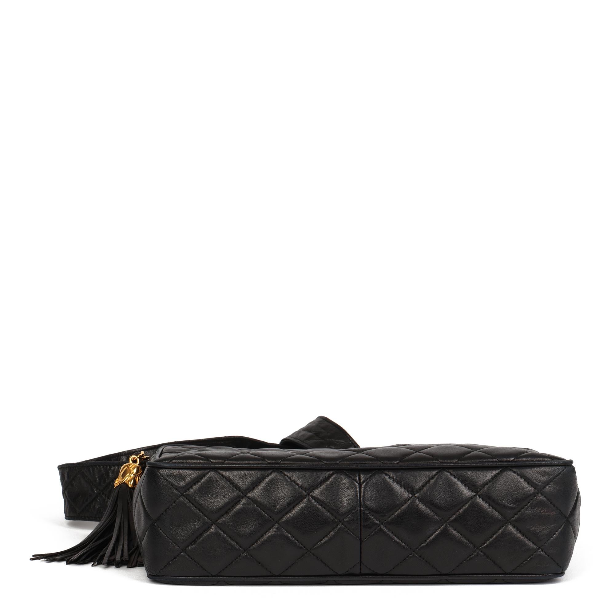 1994 Chanel Black Quilted Lambskin Vintage Large Fringe Timeless Camera Bag 2