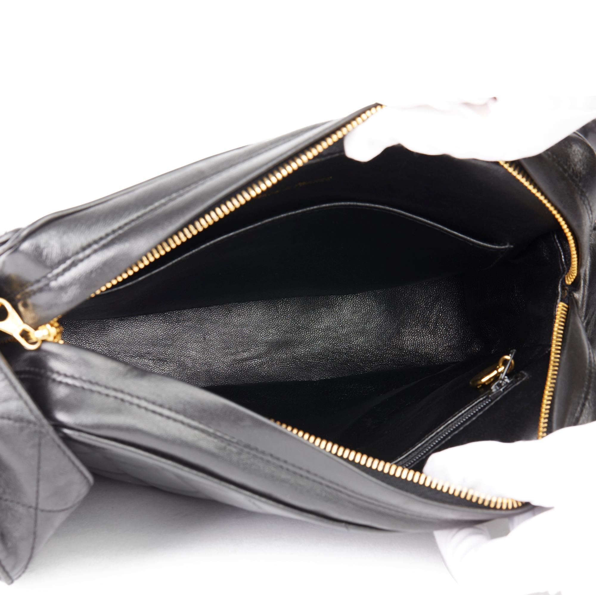 1994 Chanel Black Quilted Lambskin Vintage Leather Logo Fringe Shoulder Bag  6