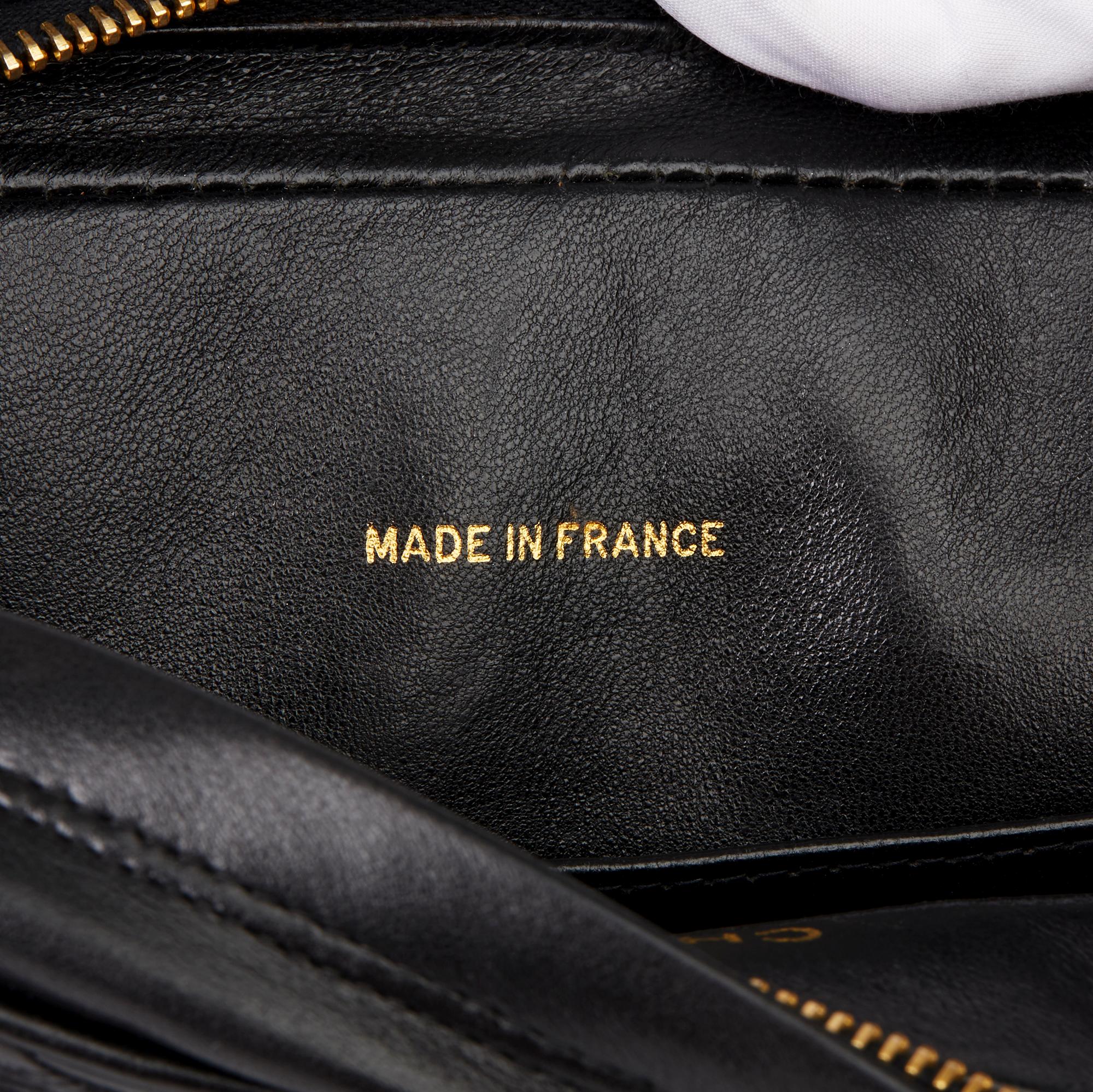 1994 Chanel Black Quilted Lambskin Vintage Leather Logo Fringe Shoulder Bag  4