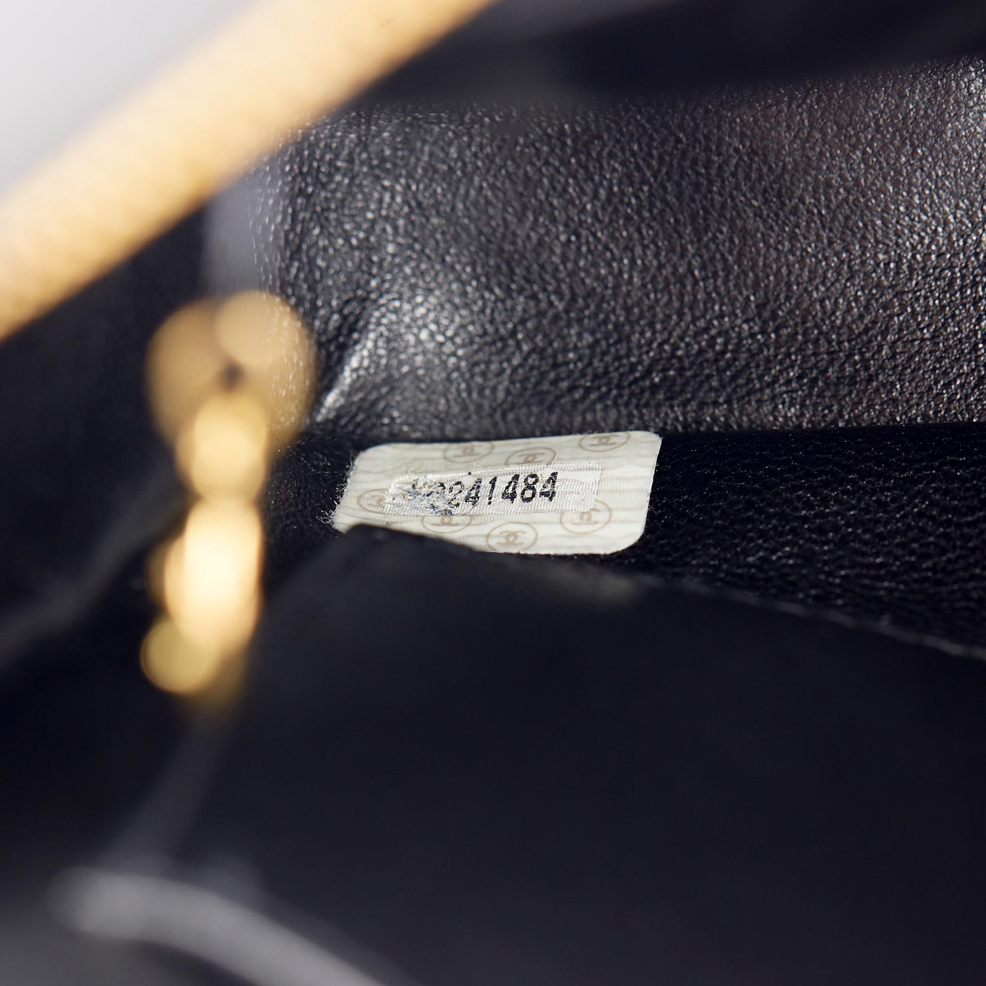 1994 Chanel Black Quilted Lambskin Vintage Leather Logo Fringe Shoulder Bag  5