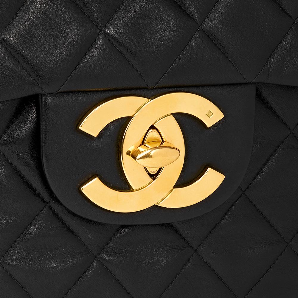 1994 Chanel Black Quilted Lambskin Vintage Maxi Jumbo XL Flap Bag 2