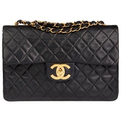 1994 Chanel Black Quilted Lambskin Vintage Maxi Jumbo XL Flap Bag 1994 Chanel Black Quilted Lambskin Vintage Maxi Jumbo XL Flap Bag