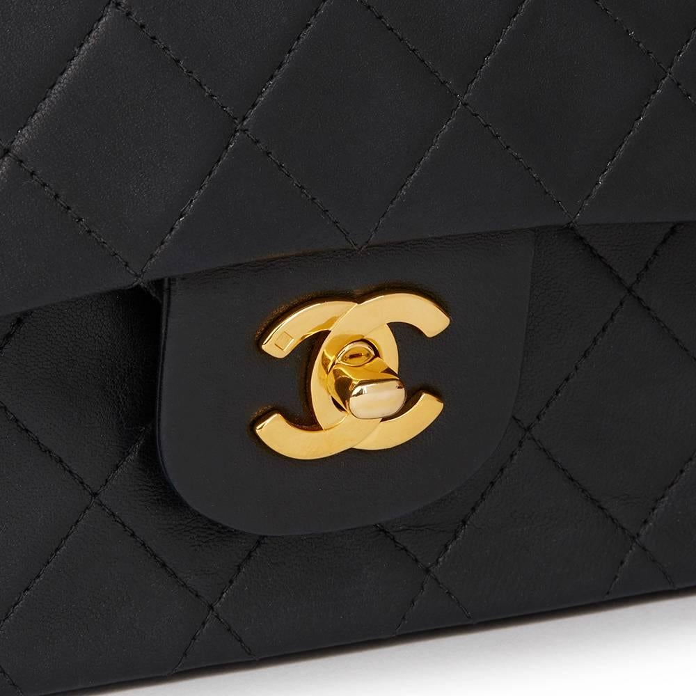 1994 Chanel Black Quilted Lambskin Vintage Medium Classic Double Flap Bag 1