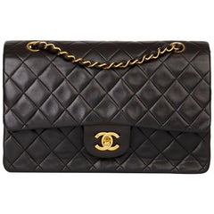 1994 Chanel Black Quilted Lambskin Vintage Medium Classic Double Flap Bag