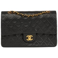 1994 Chanel Black Quilted Lambskin Vintage Medium Classic Double Flap Bag