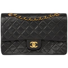 1994 Chanel Black Quilted Lambskin Vintage Medium Classic Double Flap Bag