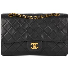 1994 Chanel Black Quilted Lambskin Vintage Medium Classic Double Flap Bag