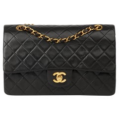 1994 Chanel Black Quilted Lambskin Vintage Medium Classic Double Flap Bag 1994 Chanel Black Quilted Lambskin Vintage Medium Classic Double Flap Bag