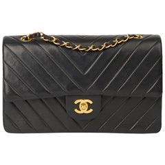 1994 Chanel Black Quilted Lambskin Vintage Medium Classic Double Flap Bag