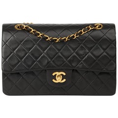 1994 Chanel Black Quilted Lambskin Vintage Medium Classic Double Flap Bag