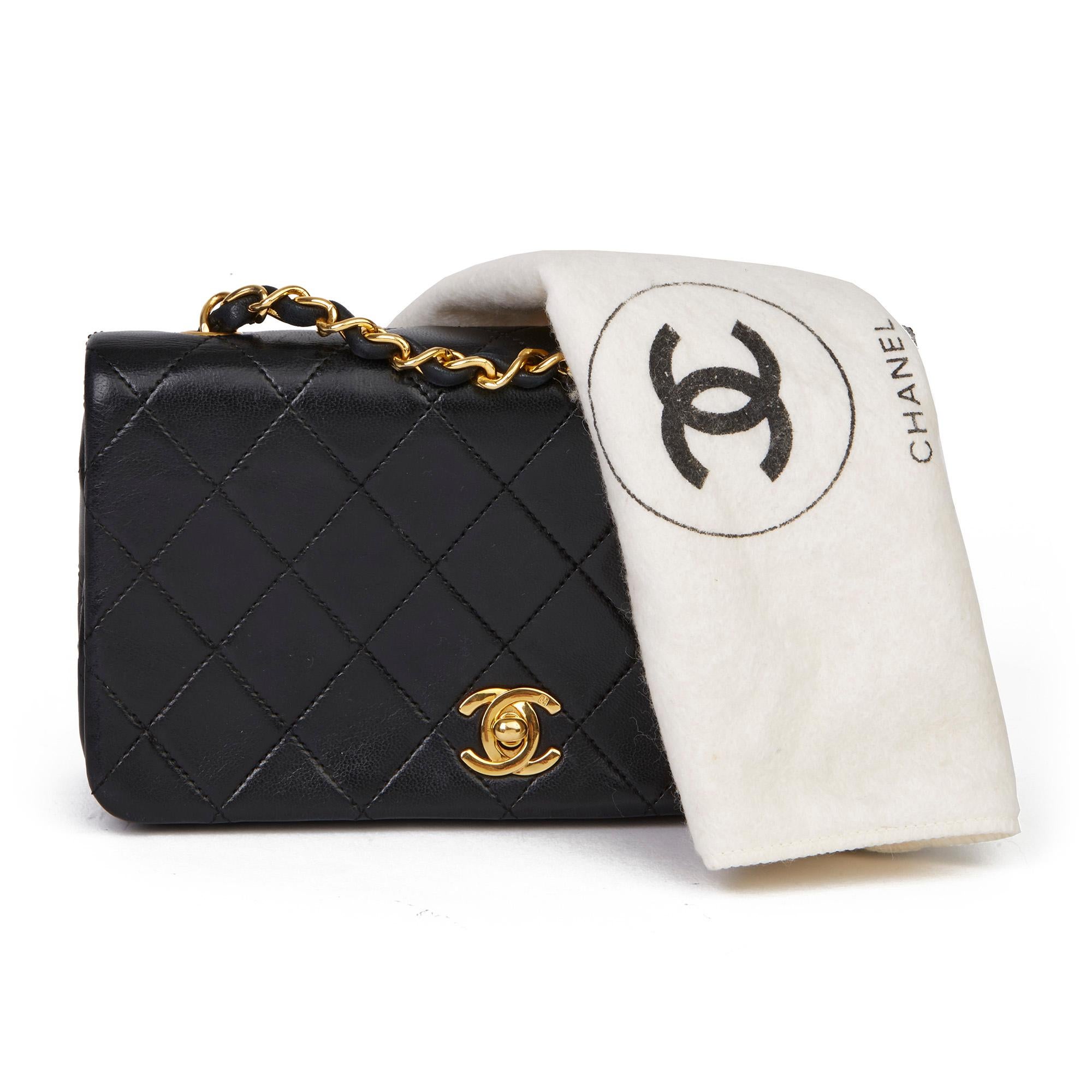 1994 Chanel Black Quilted Lambskin Vintage Mini Flap Bag  7