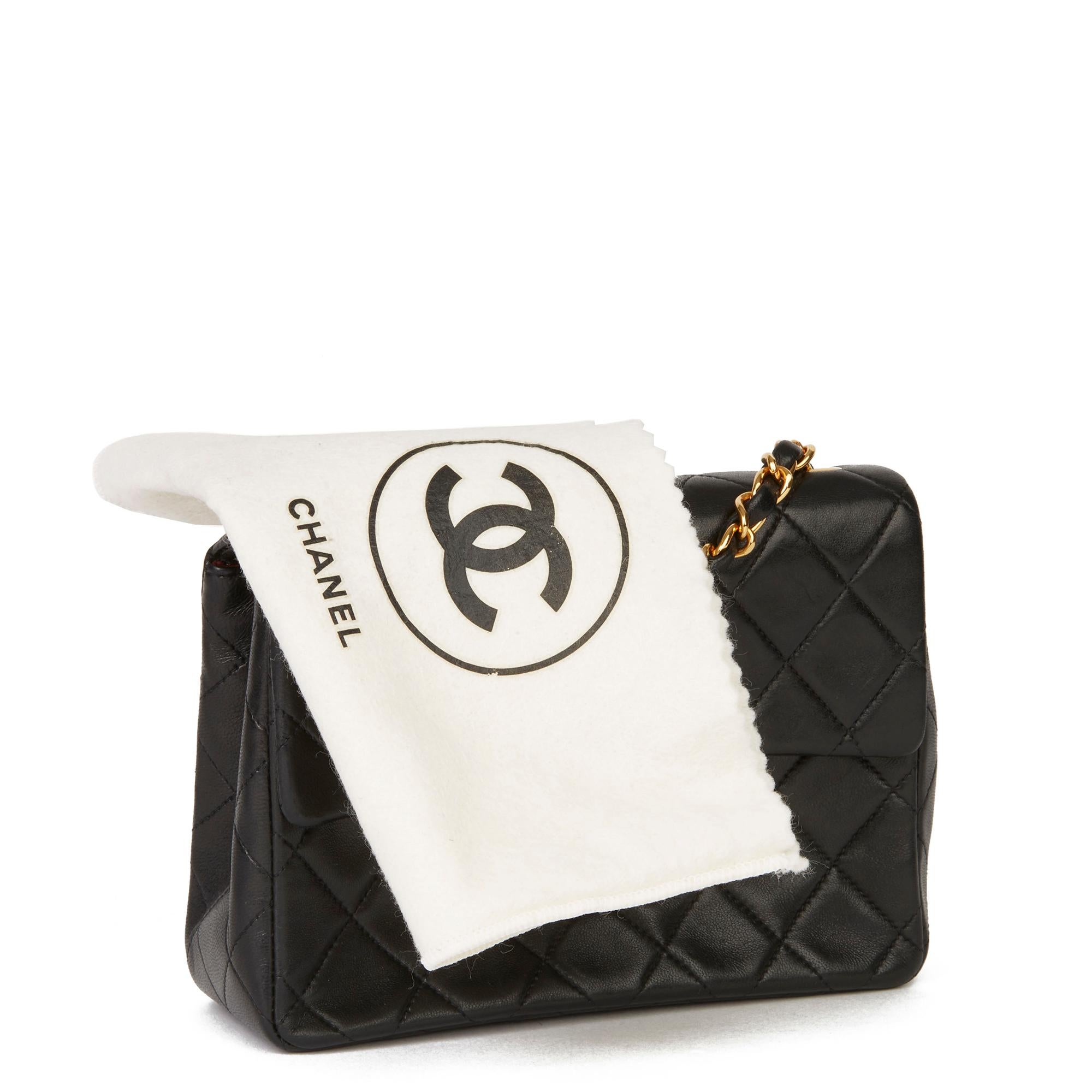 1994 Chanel Black Quilted Lambskin Vintage Mini Flap Bag 6