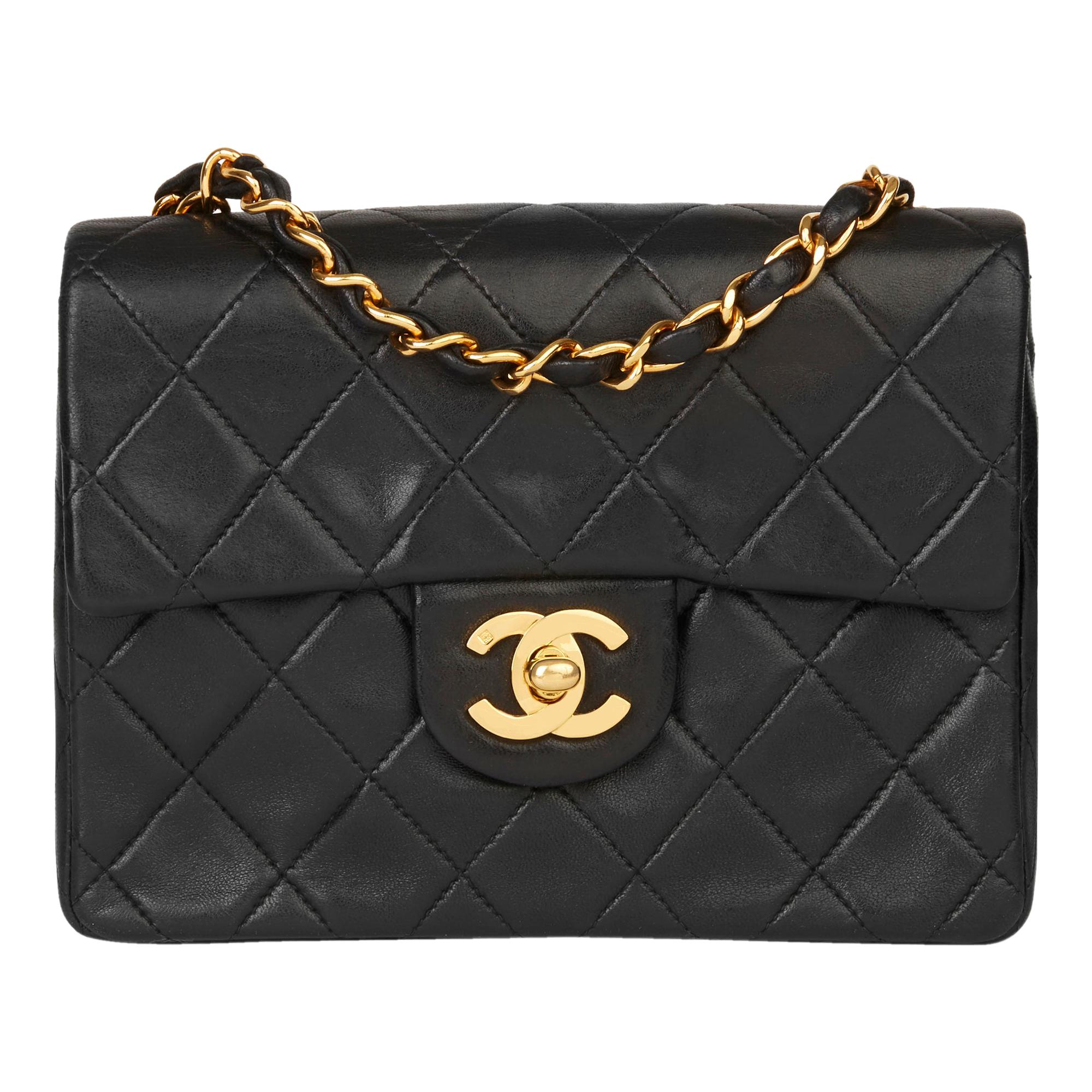 1994 Chanel Black Quilted Lambskin Vintage Mini Flap Bag at 1stDibs