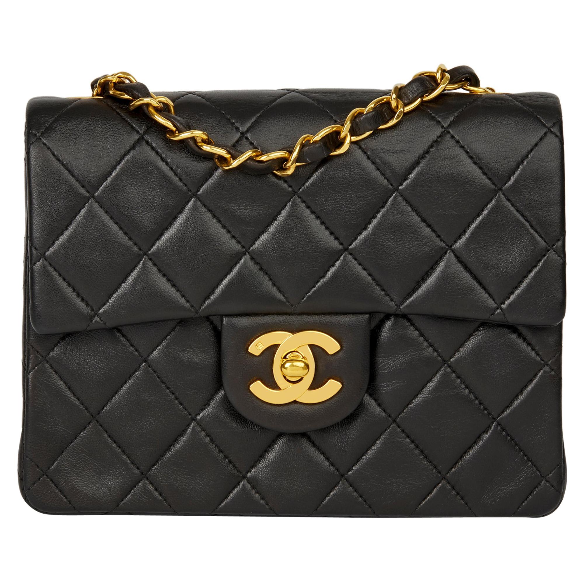 1994 Chanel Black Quilted Lambskin Vintage Mini Flap Bag
