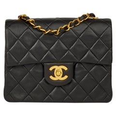 1994 Chanel Black Quilted Lambskin Vintage Mini Flap Bag