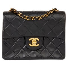 1994 Chanel Black Quilted Lambskin Vintage Mini Flap Bag