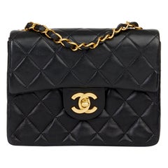 1994 Chanel Black Quilted Lambskin Vintage Mini Flap Bag
