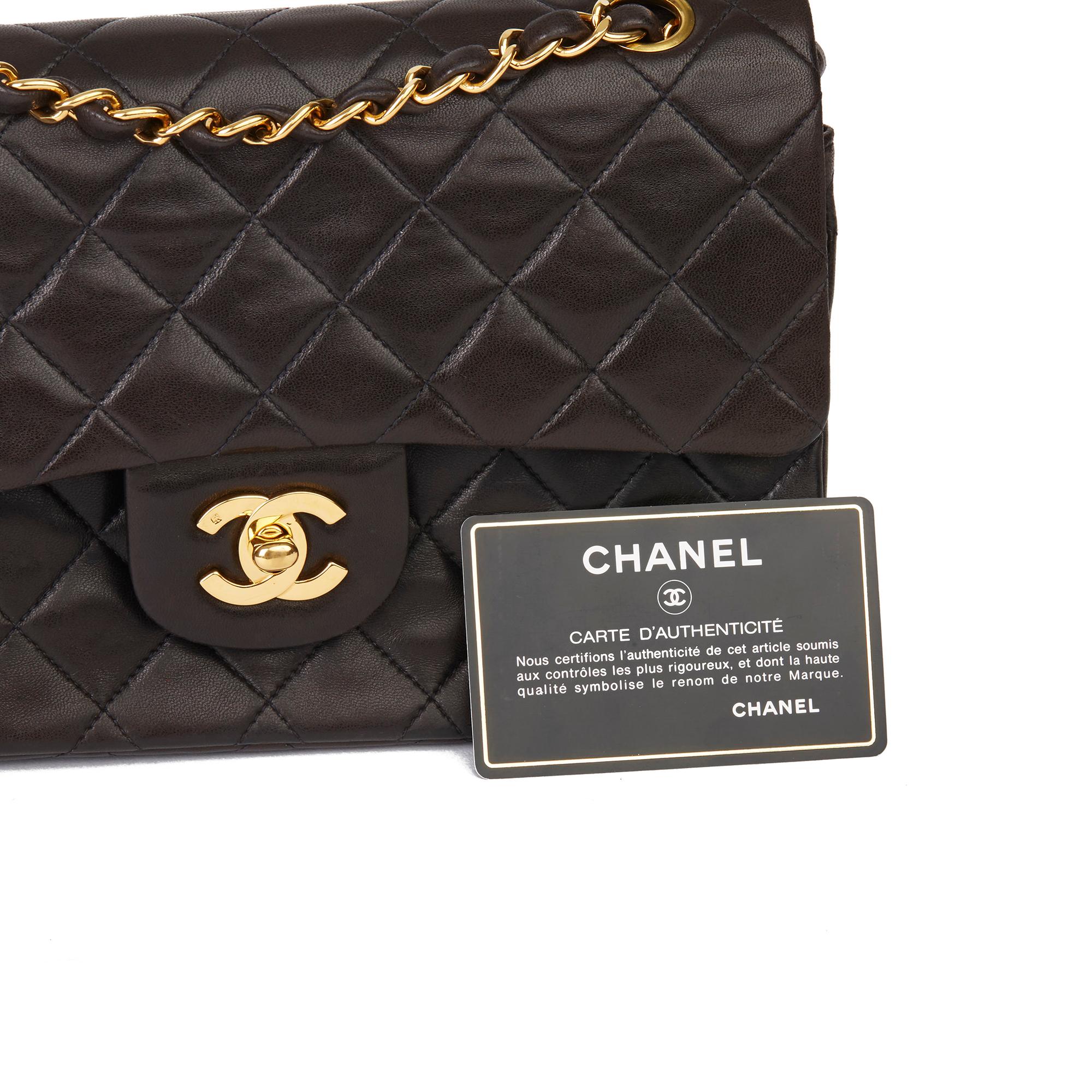 1994 Chanel Black Quilted Lambskin Vintage Small Classic Double Flap Bag  7