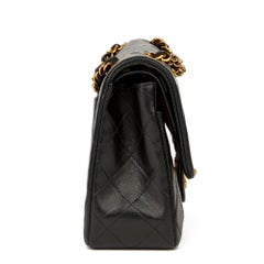 1994 Chanel Black Quilted Lambskin Vintage Small Classic Double Flap Bag