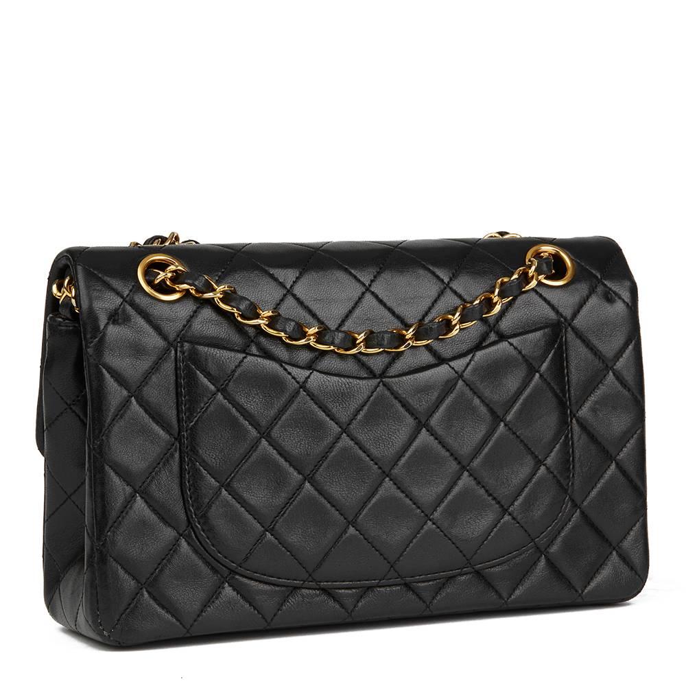 1994 Chanel Black Quilted Lambskin Vintage Small Classic Double Flap Bag In Excellent Condition In Bishop's Stortford, Hertfordshire