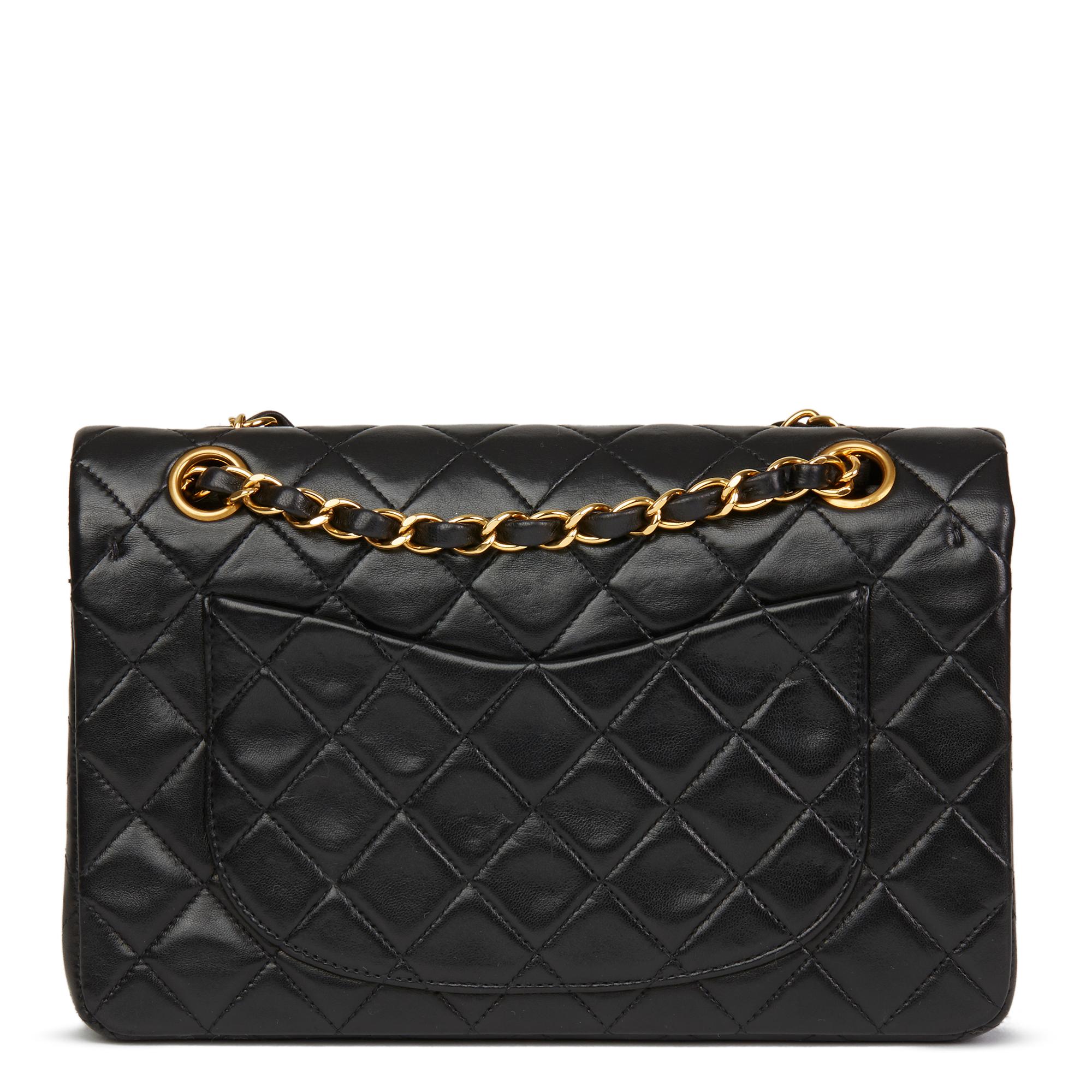 Women's 1994 Chanel Black Quilted Lambskin Vintage Small Classic Double Flap Bag
