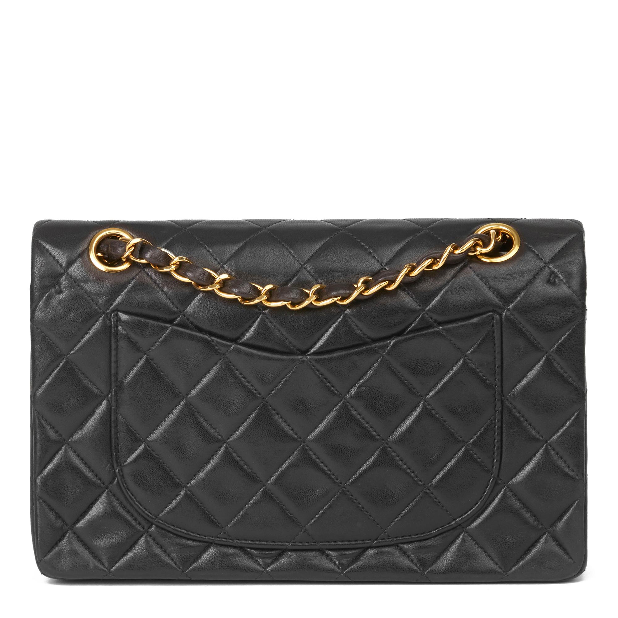 Women's 1994 Chanel Black Quilted Lambskin Vintage Small Classic Double Flap Bag 