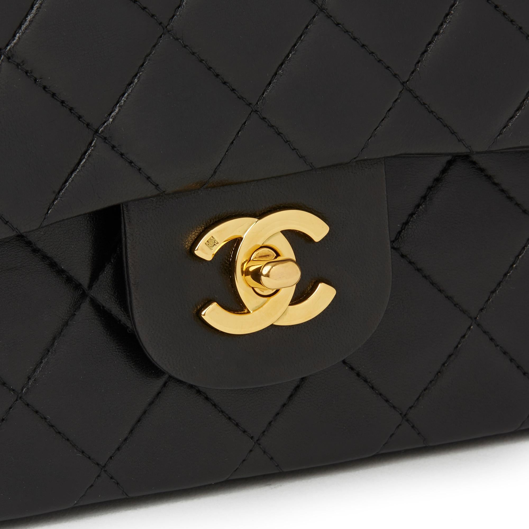 1994 Chanel Black Quilted Lambskin Vintage Small Classic Double Flap Bag 2