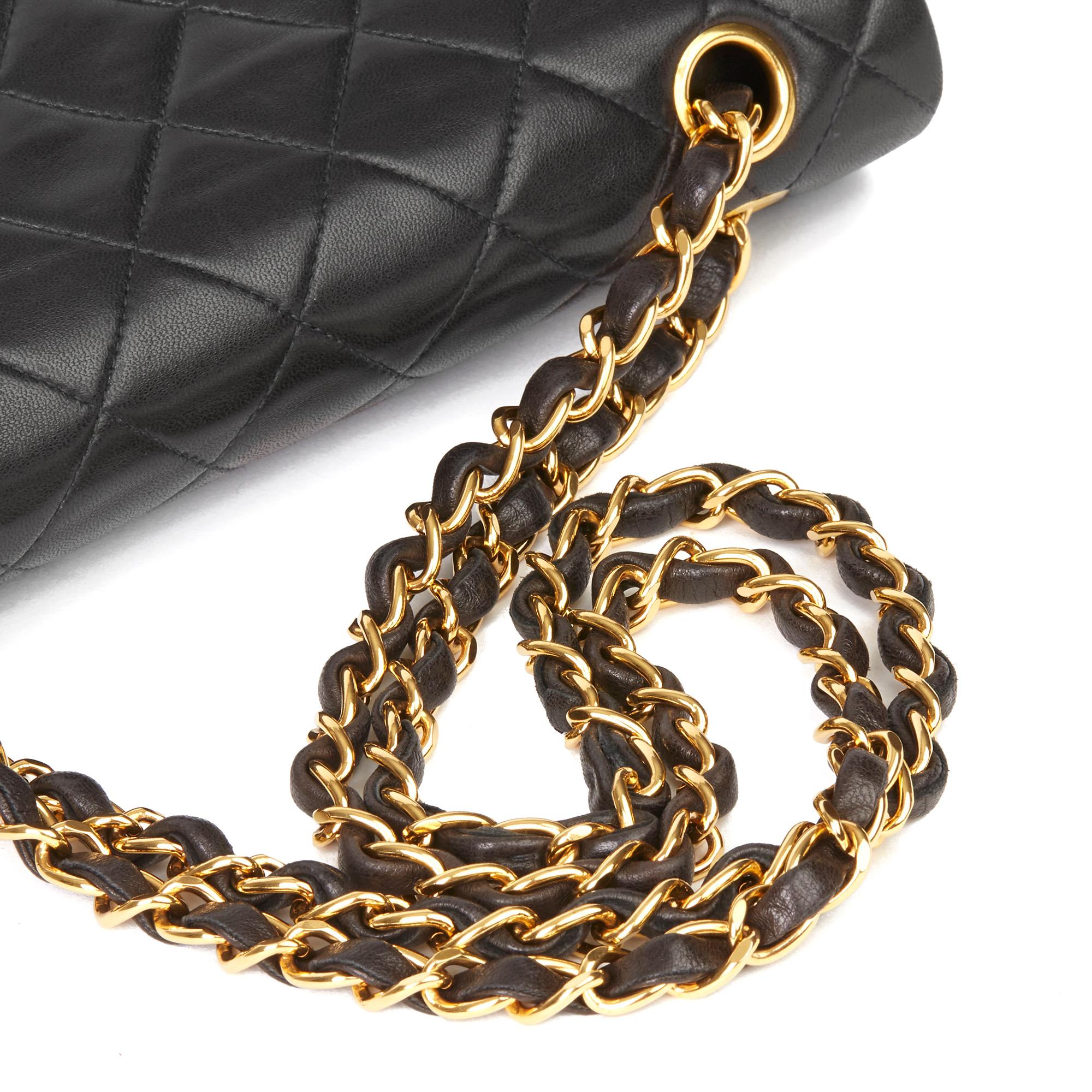 1994 Chanel Black Quilted Lambskin Vintage Small Classic Double Flap Bag  3
