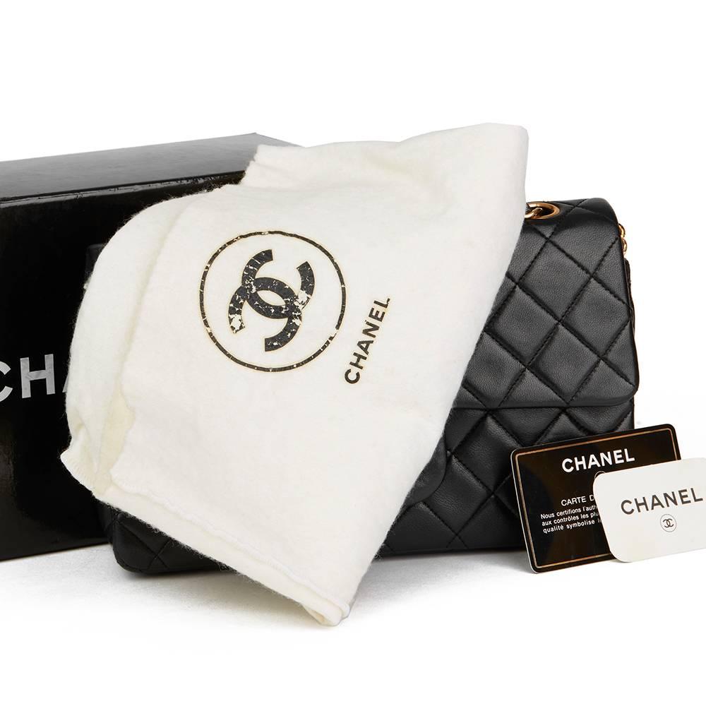 1994 Chanel Black Quilted Lambskin Vintage Small Classic Double Flap Bag 5