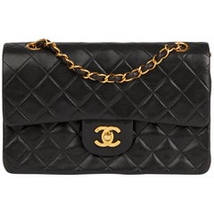 1994 Chanel Black Quilted Lambskin Vintage Small Classic Double Flap Bag