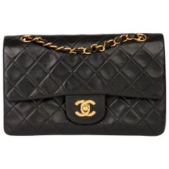 1994 Chanel Black Quilted Lambskin Vintage Small Classic Double Flap Bag