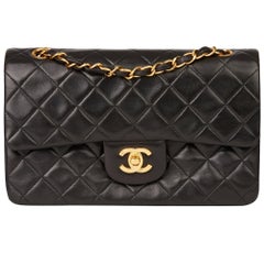 1994 Chanel Black Quilted Lambskin Vintage Small Classic Double Flap Bag