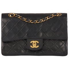 1994 Chanel Black Quilted Lambskin Vintage Small Classic Double Flap Bag