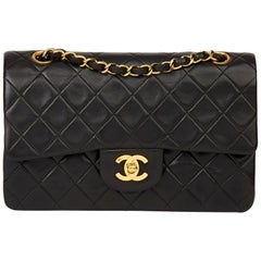 1994 Chanel Black Quilted Lambskin Vintage Small Classic Double Flap Bag