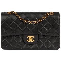 1994 Chanel Black Quilted Lambskin Vintage Small Classic Double Flap Bag